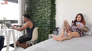 Little Tattooed Redhead Fucks And Sucks Big Cock With Facial.