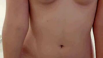 barely legal pale teen with puffy nipples masturbates