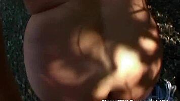 old experienced woman excites on train tracks