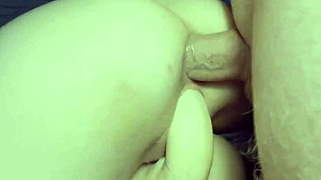 Threesome Sex MMF with Double Penetration in Pussy and Ass with Double Creampie