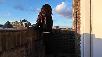 sexy petite whore gets fucked hard on the balcony in outdoor amateur romp