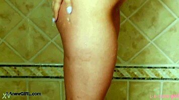 Captivating blonde model took a shower after the photoshoot