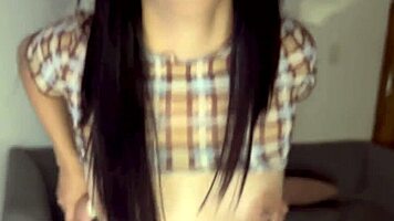 Intriguing first time with petite shy girlfriend, blowjob and doggystyle action