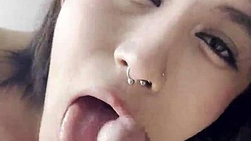 Hey, check out this blowjob for the cuckold, ending with cum in mouth