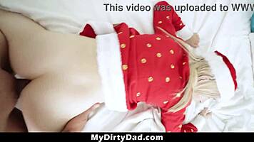 slutty stepdaughter want expensive gift for christmas so she deepthroated her stepdads big dick to get gifts - mydirtydad