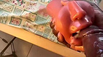 deep throating sextoy after work, quick orgasm