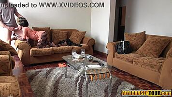 Perfect ass black teen rides friend's big cock.