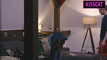 busty maid's unexpected night surprise