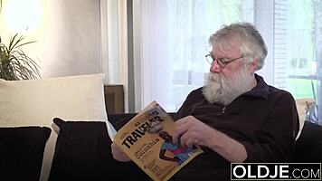 Grandpa fucks a young tight pussy and she rides his old man cock