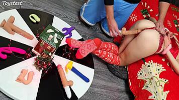 double win two thrusting dildos destroying her tight pussy