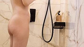 bathing of black hair japanese girl