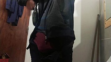 a comfy cock-play in the bathroom
