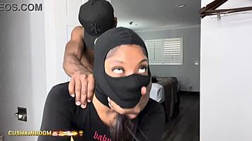 attractive woman uses toy then companion