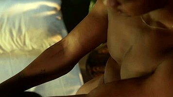 Petite latina with tight pussy fucks ebony husband after work in interracial sex.