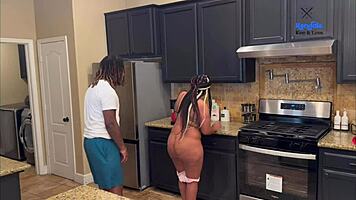 big booty stepmom home alone with stepson on new years he stick his throbbing big cock inside of her until he filled her stomach with cum