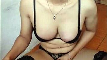 Young shemale masturbates her big cock