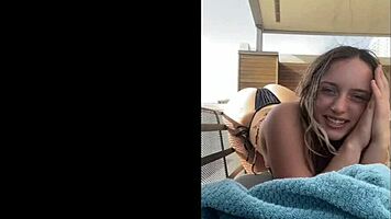 Young Blonde Models Bikini On Beach
