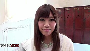 Chisa Hoshino's Shaved Pussy Filled During Blowjob