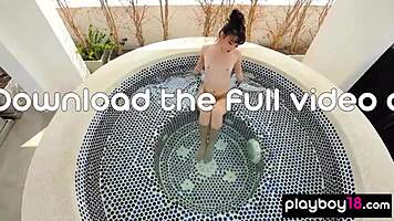 cute thai teen sowan subtly reveals her exotic pussy outdoors on roof