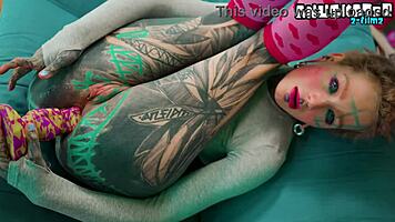 skinny tattooed sluts anal masturbation fingering toys stretch tight asshole