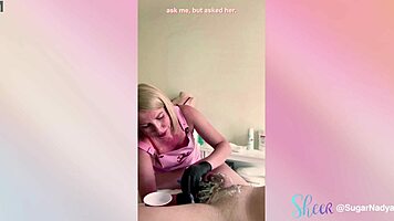 He Let Russian Blonde Near His Cock She Made Him Cum Hard