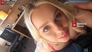 Look At Petite Blonde Riding Tall Asian For Creampie!