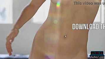 Russian natural beauty Nicole Winter performs solo striptease for Playboy magazine