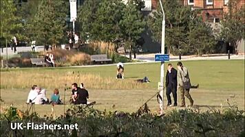 Blonde teen flashing upskirt in public