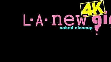 brunette model shows her body