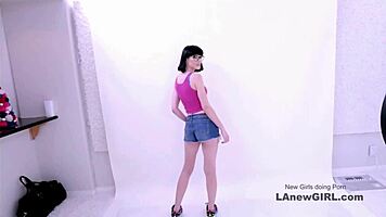 egyptian goddess brunette gets pov massage and cum swallow during amateur casting interview on sofa