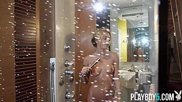 Tight Body Canadian Blonde Playboy Model Gets Naked In A Shower
