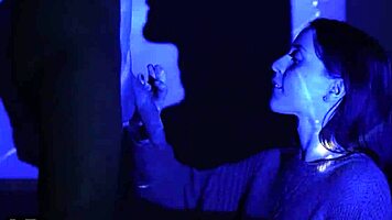 Double facial surprises young woman in passionate encounter