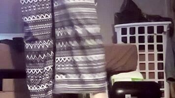 Huge ass babe rips clothes during workout for tit play and anal masturbation!