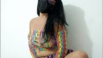 opening her pussy and inserting a pink dildo she shows her wet pussy