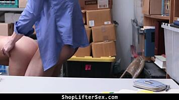 The young brunette teen Brooke Bliss is caught shoplifting and punished with rough sex by the LP officer