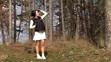 Kate Black RUBS her cunt OUTDOORS