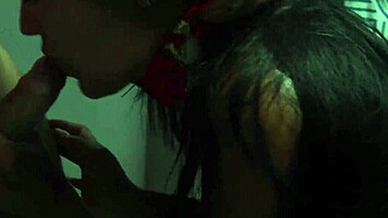 the masseuse gets horny and sucks delicious cock in deepthroat blowjob