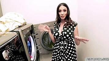 Hot milf ariella ferrera calms down by getting fucked while doing the laundry