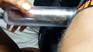 check out my cock being pumped and sucked by beautiful black teen!