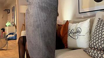 hot sexy news reporter surprises cfnm lover with big cock tease 😏