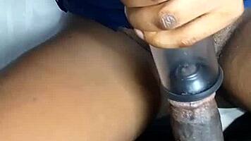 check out my cock being pumped and sucked by beautiful black teen!