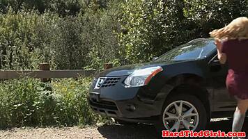 Blonde Sub Bound and Pussy Fucked