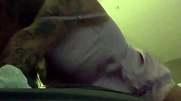 I cum hard in pink satin lingerie, horny milf masturbating with dildo