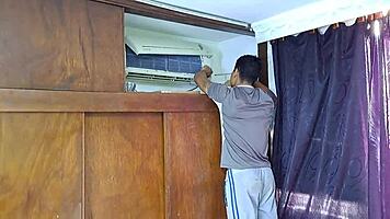 The Technical Service Guy With A Great Endowment Satisfies A Latina Babe.