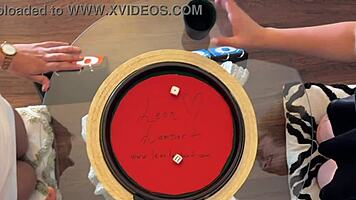 Two Hot Horny Girls Challenge Big Cock Guy With Dice Double Handjob