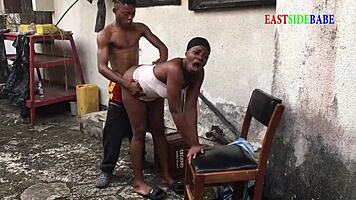 Threesome group fucked with my ebony chubby girlfriend