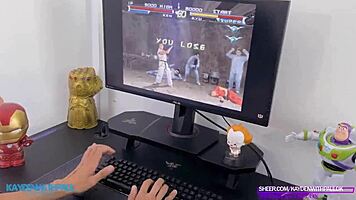 Gamer's boy fantasy threesome with nerd, muscular bodybuilder, and big tits babe became a reality?