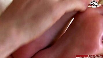 Petite blonde teen feels anal and cumshot