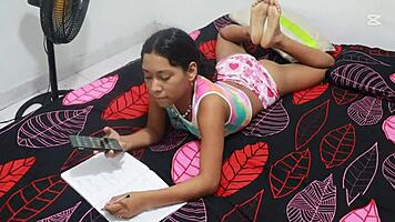 i'm helping my beautiful colombian with her schoolwork. she lets me fuck her like a schoolgirl.