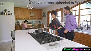 Familyorgasm - Old Man Fucks His Daring Strp Daughter And Wife While She Cooks Spaghetti